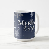 Blue Merry and Bright Snowflakes Weihnachten Kaffeetasse (VorderseiteRechts)