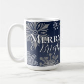 Blue Merry and Bright Snowflakes Weihnachten Kaffeetasse (Links)