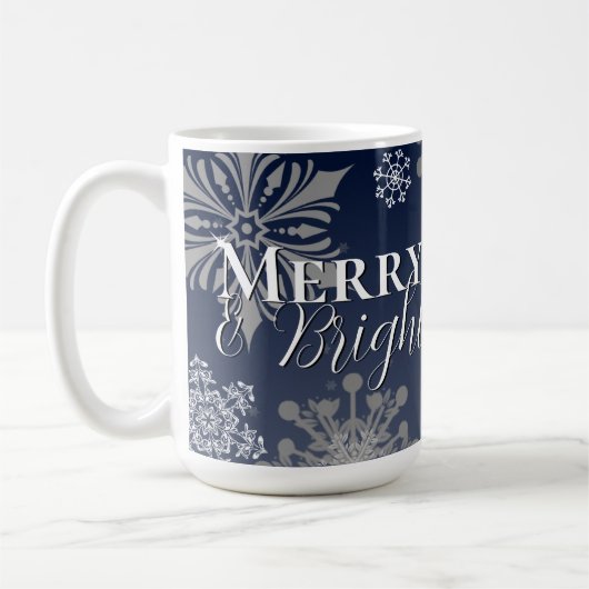 Blue Merry and Bright Snowflakes Weihnachten Kaffeetasse (Links)