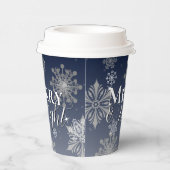 Blue Merry and Bright Snowflakes Weihnachten Pappbecher (Rechts)