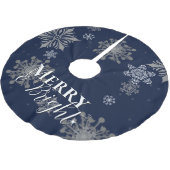 Blue Merry and Bright Snowflakes Weihnachten Polyester Weihnachtsbaumdecke (Schrägansicht)