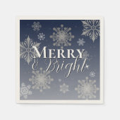 Blue Merry and Bright Snowflakes Weihnachten Serviette (Vorderseite)