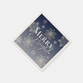 Blue Merry and Bright Snowflakes Weihnachten Serviette (Ecke)