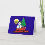 Blue Merry Chrismukkah Juden und Weihnachten<br><div class="desc">Frohe Chrismukkah jüdische und Weihnachten Grußkarte. Wenn Sie die Ferien vermischen,  oder Sie kennen jemanden,  der jüdisch und Weihnachten feiert,  dann schicken Sie ihnen diese phantastischen Schneemann und menorah Chrismukkah Karten!</div>