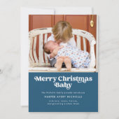 Blue Merry Christmas Baby Birth Ankündigung (Vorderseite)