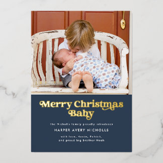 Blue Merry Christmas Baby Foil Geburtserklärung Folien Feiertagskarte