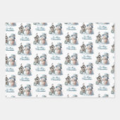 Blue Merry Christmas Paper Geschenkpapier Set (Vorderseite)