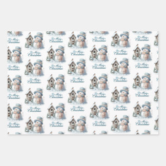 Blue Merry Christmas Paper Geschenkpapier Set
