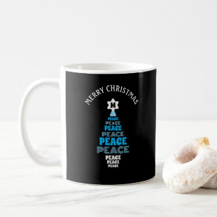 Blue Merry Christmas Peace Tree Single Initial Kaffeetasse