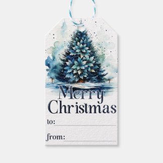 Blue Merry Christmas Tree Geschenkanhänger