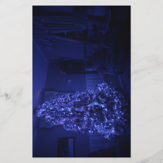 Blue Merry Christmas Tree Lights Briefpapier (Vorderseite)
