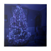 Blue Merry Christmas Tree Lights Fliese (Vorderseite)