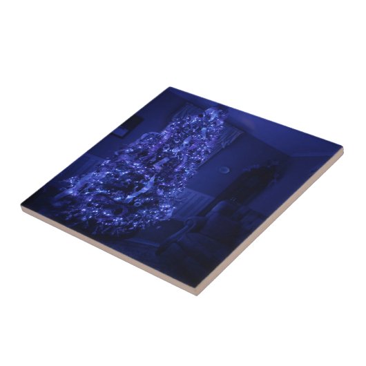 Blue Merry Christmas Tree Lights Fliese (Seite)