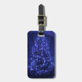 Blue Merry Christmas Tree Lights Gepäckanhänger (Vorderseite vertikal)