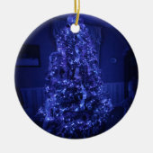 Blue Merry Christmas Tree Lights Keramikornament (Vorne)