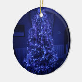 Blue Merry Christmas Tree Lights Keramikornament (Links)
