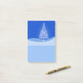 Blue Merry Christmas Tree Starry Night Post it Post-it Klebezettel (Auf Schreibtisch)