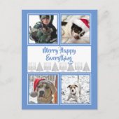 Blue Merry Happy 4 Foto Hanukkah Weihnachten Postkarte (Vorderseite)