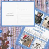 Blue Merry Happy 4 Foto Hanukkah Weihnachten Postkarte