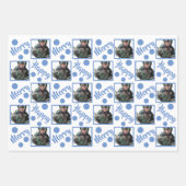 Blue Merry Happy Alles Foto Typografie Geschenkpapier Set (Vorderseite)