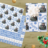 Blue Merry Happy Alles Foto Typografie Geschenkpapier Set