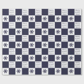 Blue Merry Jolly Happy Snowflakes Geschenkpapier (Flach)