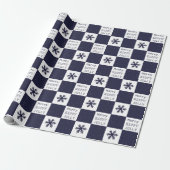 Blue Merry Jolly Happy Snowflakes Geschenkpapier (Ungerollt)