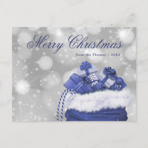 Blue Merry Weihnachts Weihnachts Postcard Feiertagspostkarte