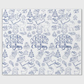 Blue Merry Weihnachtsgeschenk Packpapier (Flach)