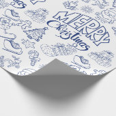 Blue Merry Weihnachtsgeschenk Packpapier (Ecke)