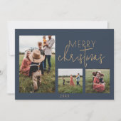 Blue MERRY Weihnachtskarte Feiertagskarte (Vorderseite)