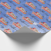Blue Merry Weihnachtsskript, individueller Name Geschenkpapier (Ecke)