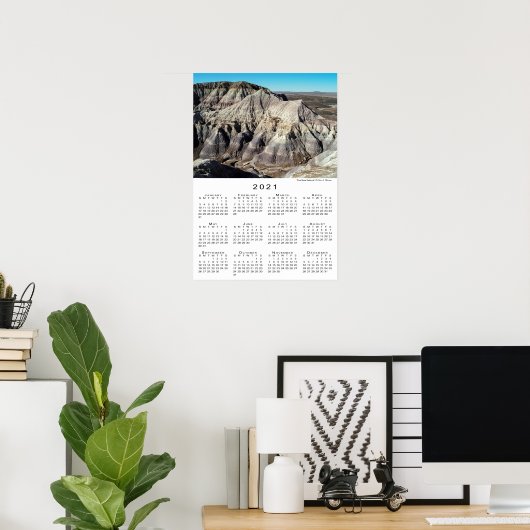 Blue Mesa Badlands Wüstengebirge 2021 Kalender Poster (Heimbüro)