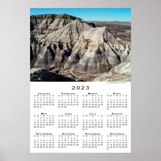 Blue Mesa Badlands Wüstengebirge 2023 Kalender Poster (Vorne)