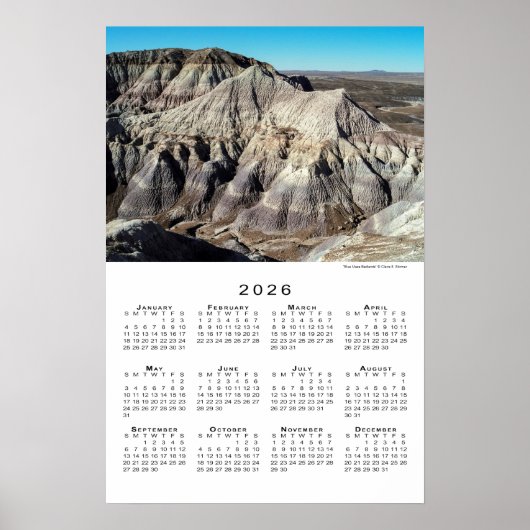 Blue Mesa Badlands Wüstengebirge 2026 Kalender Poster (Vorne)