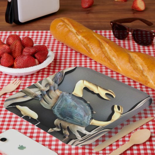 Blue Metal Art Crab Pappteller (Picknick)