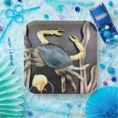 Blue Metal Art Crab Pappteller (Party)