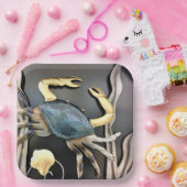 Blue Metal Art Crab Pappteller (Party)