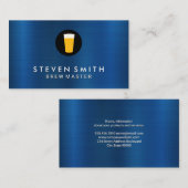 Blue Metal Background Beer Icon Visitenkarte (Vorne/Hinten)
