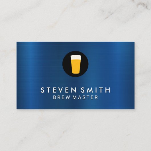 Blue Metal Background Beer Icon Visitenkarte (Vorderseite)