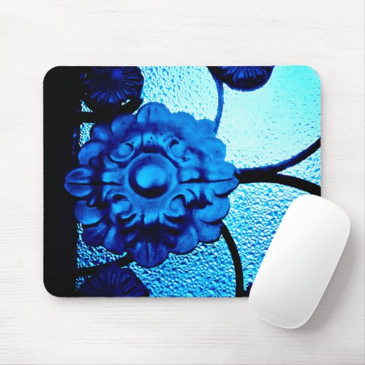 Blue Metal Blume Mousepad (Mit Mouse)