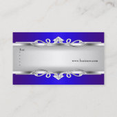 Blue Metal Chrome Look Eleganter White Style Silve Visitenkarte (Rückseite)