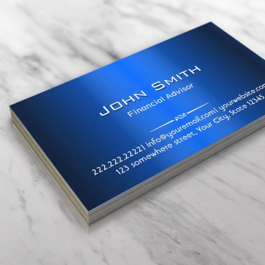 Blue Metal Financial Advisor Business Card Visitenkarte