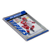 Blue Metal Ice Hockey Player Keepake Spiral Notizblock (Rechte Seite)