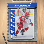 Blue Metal Ice Hockey Player Keepake Spiral Notizblock