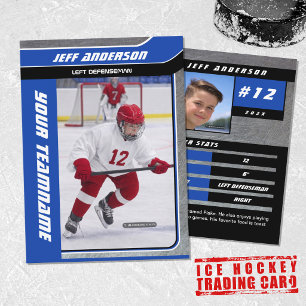 Blue Metal Ice Hockey Trading Card Telefonnummerkarte