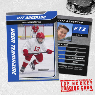 Blue Metal Ice Hockey Trading Card Telefonnummerkarte