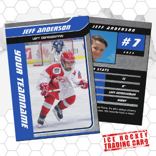 Blue Metal Ice Hockey Trading Card Telefonnummerkarte