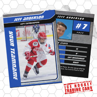 Blue Metal Ice Hockey Trading Card Telefonnummerkarte