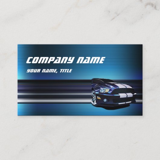 Blue Metal Mustang Car Business Card Visitenkarte (Vorderseite)